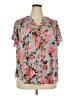 Torrid 100% Polyester Floral Blue Short Sleeve Blouse Size 2X Plus (2) - photo 1