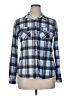 rue21 100% Polyester Plaid Blue Ivory Long Sleeve Blouse Size XL - photo 1