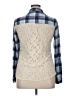 rue21 100% Polyester Plaid Blue Ivory Long Sleeve Blouse Size XL - photo 2