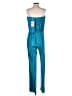 Amanda Uprichard 100% Polyester Metallic Teal Jumpsuit Size S - photo 2