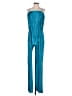 Amanda Uprichard 100% Polyester Metallic Teal Jumpsuit Size S - photo 1