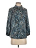 Ann Mashburn 100% Polyester Animal Print Blue Long Sleeve Blouse Size XS - photo 1