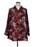 Cj Banks 100% Polyester Floral Red Long Sleeve Blouse Size 1X - photo 1