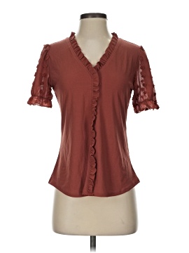Flower & Feather Short Sleeve Blouse