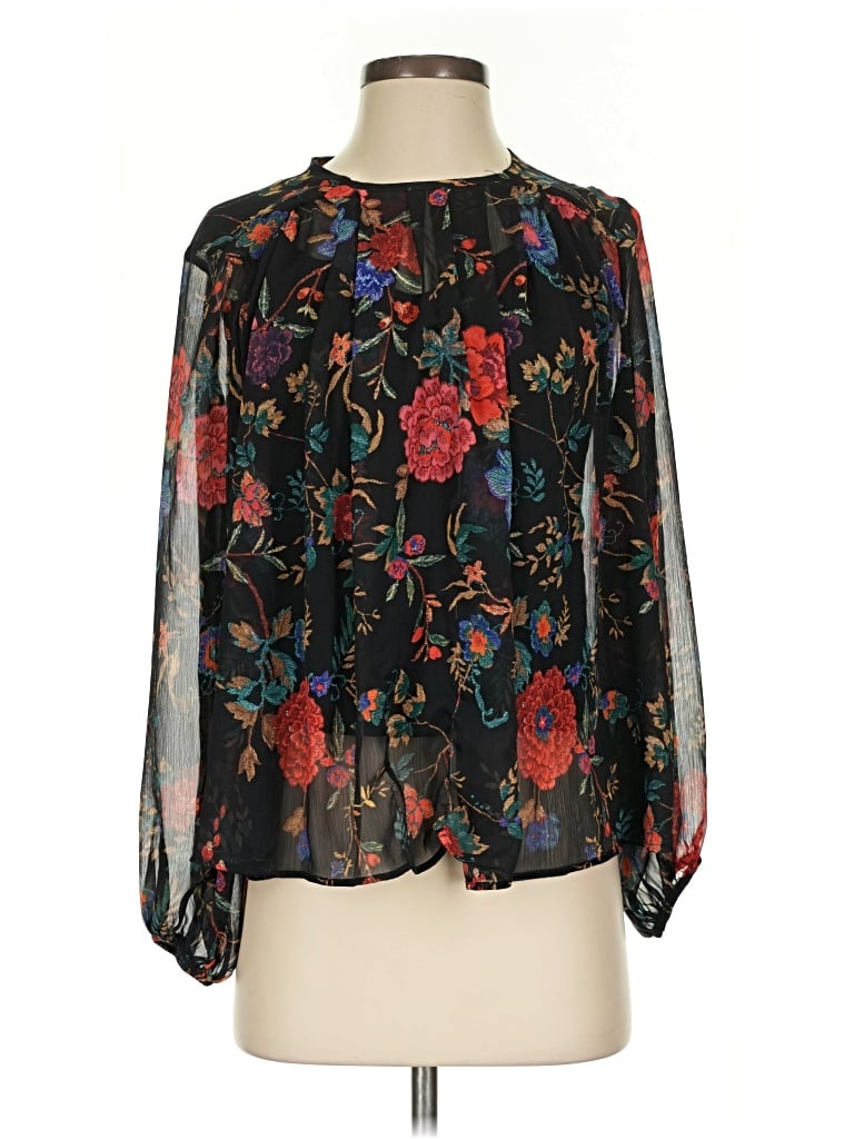 Pre-owned Maeve Long Sleeve Blouse In Black
