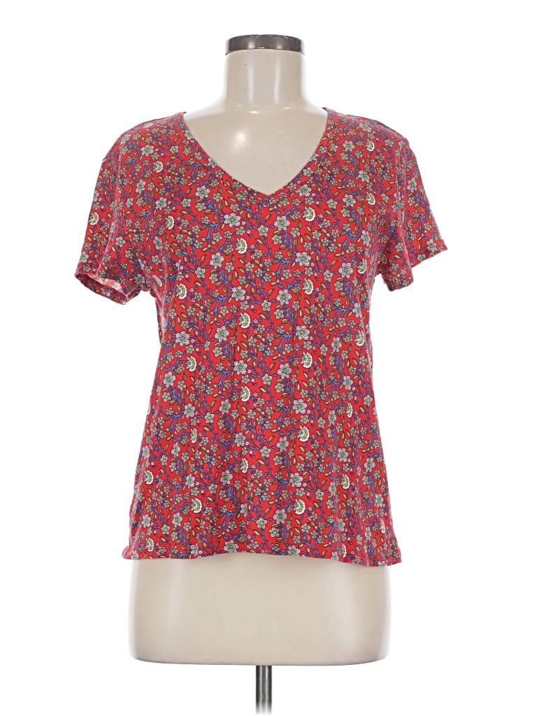 Pre-owned Ann Taylor Loft Short Sleeve T-shirt In Red