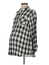 Isabel Maternity Checkered-gingham Gray Black Long Sleeve Blouse Size Med Maternity - photo 1