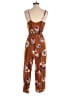 Xhilaration 100% Rayon Floral Brown Orange Jumpsuit Size S - photo 2