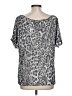 INC International Concepts Animal Print Silver Short Sleeve Blouse Size L - photo 2