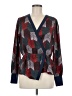 BCBGMAXAZRIA 100% Polyester Burgundy Blue Long Sleeve Blouse Size M - photo 1