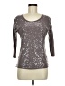Studio Y Metallic Silver 3/4 Sleeve Top Size M - photo 1
