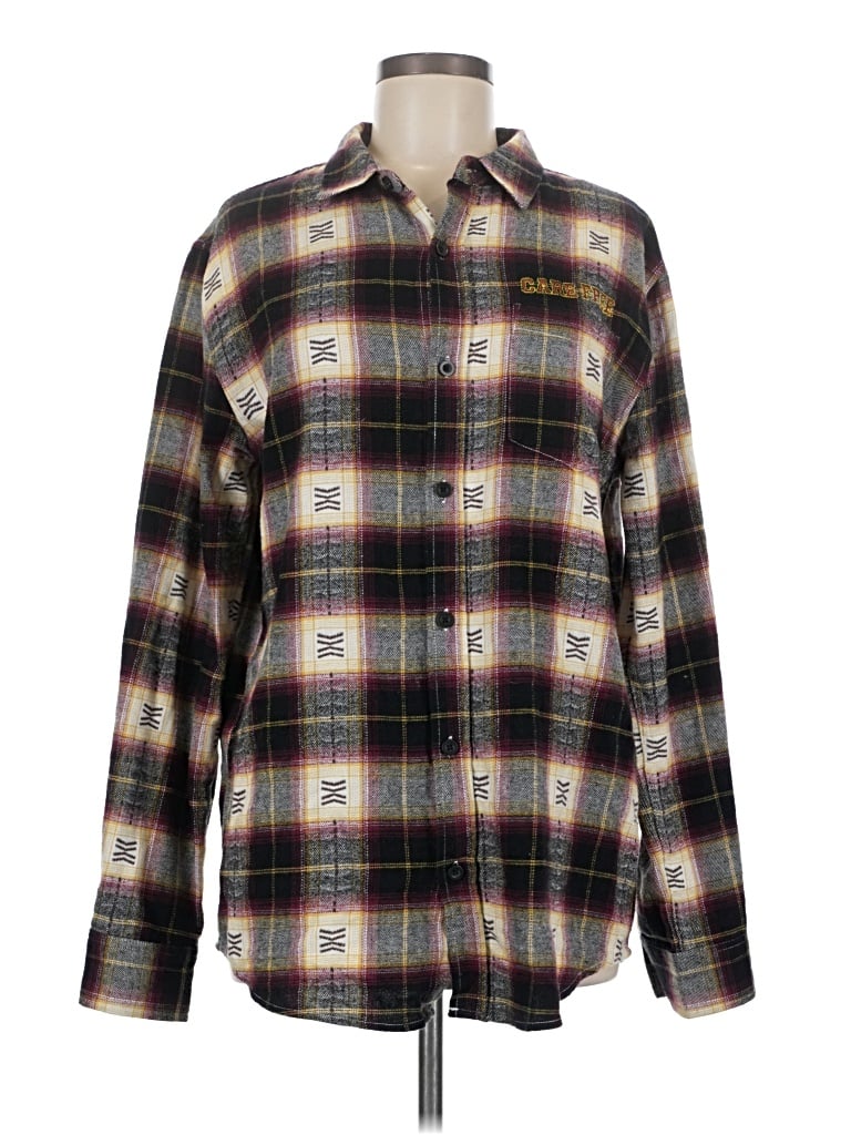 Pre-owned Pacsun Long Sleeve Polo Shirt In Brown