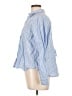 Modern Works 100% Cotton Stripes Blue Long Sleeve Blouse Size L - photo 5