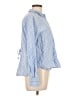 Modern Works 100% Cotton Stripes Blue Long Sleeve Blouse Size L - photo 4