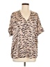 CAbi Animal Print Tan Short Sleeve Blouse Size M - photo 1