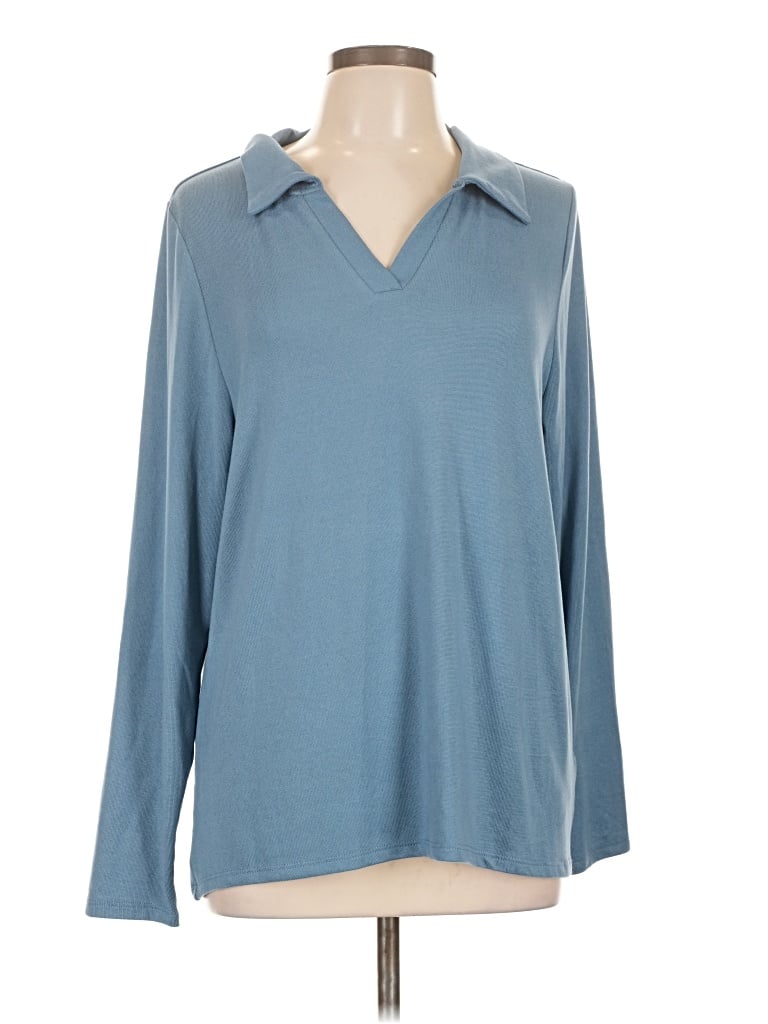 Pre-owned Lularoe Long Sleeve Blouse In Blue