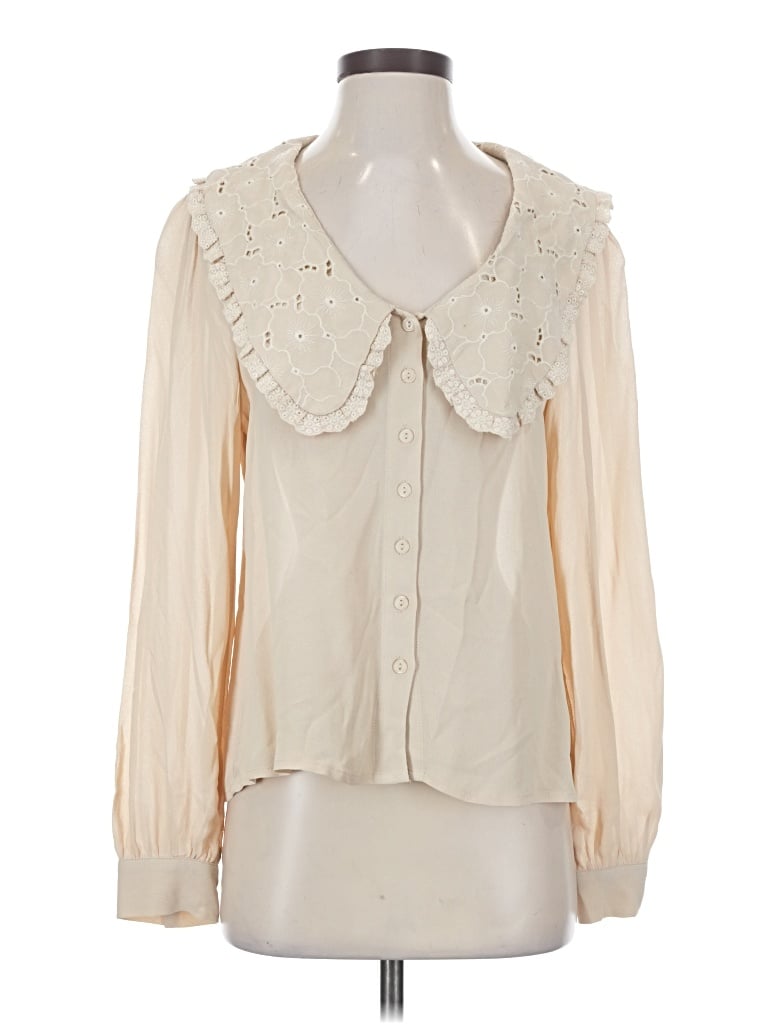 Pre-owned Astr Long Sleeve Blouse In White