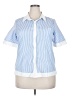 Unbranded 100% Polyester Stripes Blue Short Sleeve Blouse Size XXL - photo 1