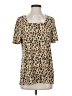 Susan Graver Animal Print Tan Short Sleeve Blouse Size S - photo 1