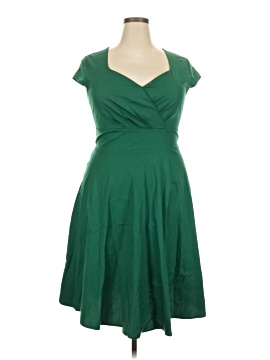 slim fit dress slacks Unique Vintage Plus Size Emerald Green Delores Swing Dress with Sleeves 3X/20