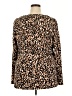 Erika Animal Print Brown Long Sleeve Blouse Size XXL - photo 2