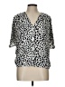 Express 100% Polyester Animal Print Silver Short Sleeve Blouse Size L - photo 1