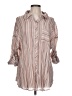 Torrid Stripes Tan 3/4 Sleeve Button-Down Shirt Size Lg Plus (0) - photo 1