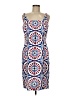 W by Worth 100% Polyester Print Blue Casual Dress Size 8 - photo 1