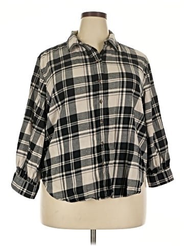 Free Assembly 3/4 Sleeve Button-Down Shirt (view 1)
