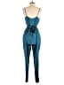 Intermix 100% Silk Teal Blue Jumpsuit Size 4 - photo 2