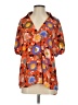 CAbi 100% Polyester Floral Orange Short Sleeve Blouse Size S - photo 1