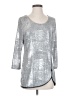 JM Collection Metallic Silver 3/4 Sleeve Top Size S - photo 1