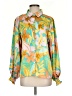 Pink Lily 100% Polyester Tropical Teal Long Sleeve Blouse Size S - photo 1