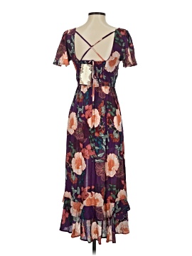 knee length dresses for ladies Band of The Free Black Floral Hi-Lo Wrap Maxi Dress Long Sleeve Xsp main image 0