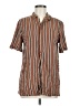 Assorted Brands 100% Rayon Stripes Brown Short Sleeve Button-Down Shirt Size M - photo 1