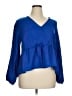POPSUGAR 100% Polyester Blue Long Sleeve Blouse Size XL - photo 1