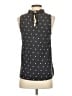 Ann Taylor LOFT 100% Polyester Polka Dots Black Sleeveless Blouse Size XS - photo 2