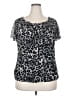 I.N. Studio Animal Print Silver Gray Short Sleeve Blouse Size XXL (estimated) - photo 1