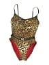 St. John Animal Print Red One Piece Swimsuit Size 6 - photo 1