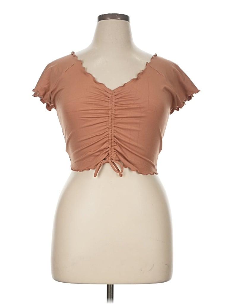Pre-owned Pacsun Short Sleeve Top Brown Sweetheart Neckline Tops