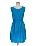 Buttons 100% Polyester Solid Blue Casual Dress Size M - photo 2