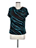 Donna Toran Animal Print Marled Zebra Print Teal Short Sleeve Top Size M - photo 1