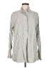 Max Studio Stripes Silver Long Sleeve Button-Down Shirt Size M - photo 1