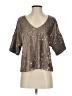 Deletta Metallic Silver 3/4 Sleeve Blouse Size S - photo 1