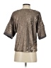 Deletta Metallic Silver 3/4 Sleeve Blouse Size S - photo 2
