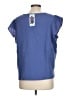 Three Dots 100% Cotton Solid Blue Short Sleeve Blouse Size L - photo 2