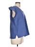 Three Dots 100% Cotton Solid Blue Short Sleeve Blouse Size L - photo 4