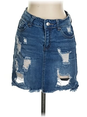 Wax Jean Denim Skirt (view 1)