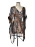 bryn WALKER 100% Silk Snake Print Brown Gray Poncho Size L - photo 1