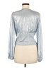 Flat White Metallic Silver Long Sleeve Blouse Size M - photo 2